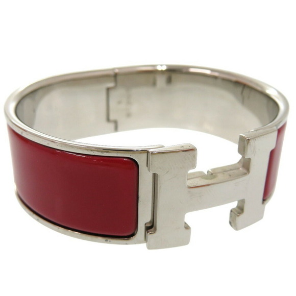 HERMES Red Enamel Metal H Motif Click-Clack Bracelet 18.7cm - Picture 9 of 11